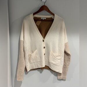 Madewell Cream Tan and Brown Cardigan Sweater